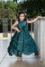 Ministitch Halter neck designer organza Ball gown for baby Girls - Teal
