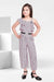 Ministitch stripped pattern jumpsuit with belt for baby girls - Multicolour