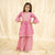 Ministitch bell Sleeves Print and embroirdered, Lace Embellished Kurta & Garara set- Pink