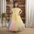 Ministitch Sleeveless Colour Blocked Bow Applique Party Wear ball gown - Lemon