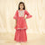Ministitch bell Sleeves bandhani Print and embroirdered, Lace Embellished Kurta & Garara set- Pink