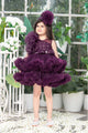 Mini Stitch ruffled shoulder double layer frock - Wine