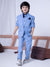 Ministitch Boys 4 pc Sky Blue Coat suit set with navy Blue shirt for kids