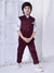 Ministitch Boys 3 pc Maroon Jacket suit set with white printed shirt for kids