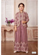 Mini Stitch thread and sequin embroidered chinon 3 pc garara set for baby girls - Lilac