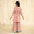 Ministitch Three fourth sleeves block print and embroirdered, Lace Embellished Kurta & Garara set- Pink