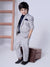 Ministitch Boys 4 pc Grey Coat suit set with navy Blue shirt for kids