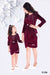 Ministitch Mother and daughter stylish Velvet midi dress for parties - Maroon