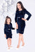 Ministitch Mother and daughter stylish Velvet midi dress for parties - Navyblue