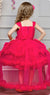 Ministitch Designer Soild dress with bow embellished multifrilled tail dress for baby Girls-Red