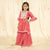 Ministitch bell Sleeves bandhani Print and embroirdered, Lace Embellished Kurta & Garara set- Pink
