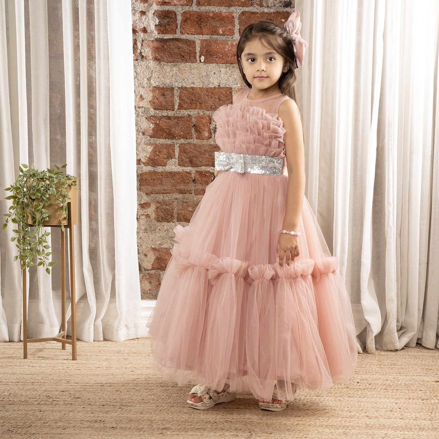 Baby Club Chic Tiny Baby Toys Pink Gown with Lace Trim & Hat Set main image 0