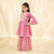 Ministitch bell Sleeves Print and embroirdered, Lace Embellished Kurta & Garara set- Pink