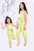 Ministitch Mother and daughter one strap capri style solid jumpsuit with belt- Green