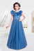 Ministitch Blue Satin Flared Gown for Girls