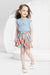 Ministitch T-shirt with georgette shorts for baby girls - Blue & Multicolour