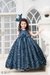 Multi layer pleated fabric ball gown for girls- Teal