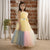 Ministitch Sleeveless Colour Blocked Bow Applique Party Wear ball gown - Lemon