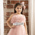 Ministitch pleated ruffled bodice and sequin bow belt Party wear gown for baby girls -Onion pink