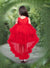 Ministitch Designer Soild Red dress with bow embellished multifrilled tail dress for baby Girls