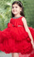 Ministitch Designer Soild Red dress with bow embellished multifrilled tail dress for baby Girls