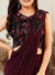 Mini Stitch Stunning Ready-to-Wear Saree with Velvet and Sequin Embroidered Blouse for Girls - Maroon