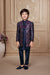 Ministitch 3 pc silk designer kurta set with sequin embroidered jacket for boys - Blue