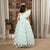 Ministitch one shoulder ruffled sleeves with shimmer and 3d flower embellished Ball Gown- Sky Blue