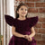 Ministitch angel sleeves 3D Floral embellished Party wear Ball Gown for baby Girls-Wine