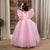 Ministitch Sequin body Angel sleeves fit and flare ball gown for baby Girls-Baby Pink