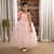 Ministitch one shoulder ruffled Gown with 3D Flowers and Butterflies for Girls- Peach