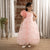 Ministitch one shoulder ruffled Gown with 3D Flowers and Butterflies for Girls- Peach