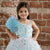 Ministitch one shoulder ruffled Gown with 3D Flowers and Butterflies for Girls- Sky Blue