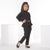 Ministich Fashionista's solid Georgette 2-Piece turtle neck Co-ord Set for Baby Girls - Black