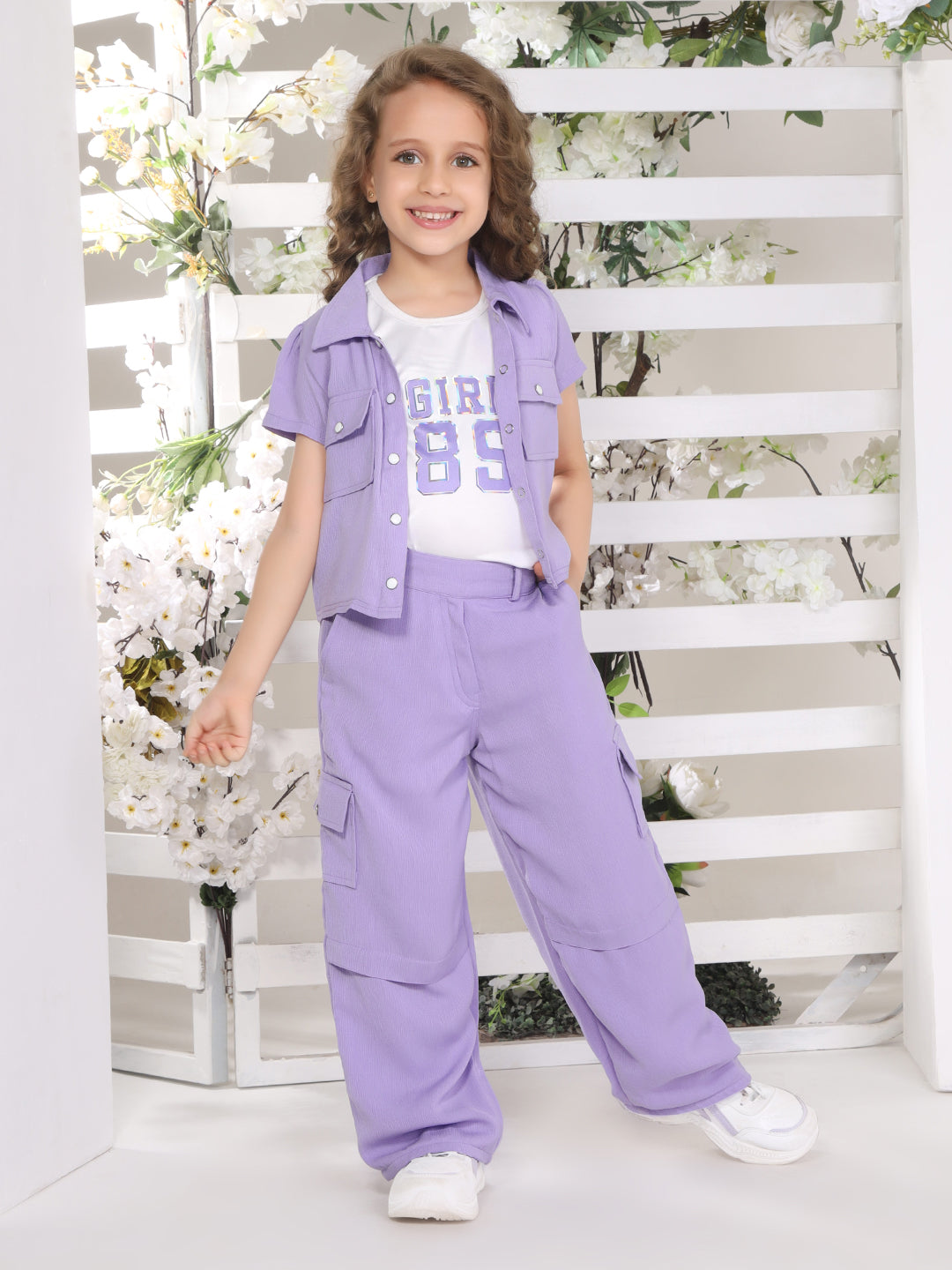 Lavender キッズビーセット② Buy Ministitch Half Sleeves Waffle Jacket co-ord set with Rib