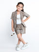 Ministitch Cotton Woven Elbow Sleeves Stylish Botanical Printed Jacket and Shorts with Graphic printed Top Co Ords - MUSTARD