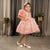 Ministitch one shoulder ruffled Frock with 3D Flowers for Girls-Peach