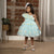 Ministitch Frilled body and 3D flower party frock with shimmer for baby girls-Sky Blue