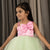 Ministitch satin bow Detailed High and Low Party Frock for girls-Pink & Green