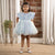 Ministitch Sequin body and  ruffled Angel sleeves fit and flare frock for baby Girls-Sky blue
