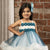 Ministitch flower embelished Sleeveless Multi Layered Party Dress for girls-Blue