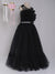 Ministitch solid black floor length ball-gown for baby girls