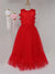 Ministitch solid red floor length ball-gown for baby girls