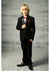 Black color solid 4 piece tuxedo suit for boys with bow