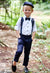 Ministitch 5 pcs suspender set with white shirt and Navy blue checkered pant for boys