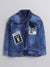 Ministitch Full sleeves solid Denim jacket with t-shirt for boys - Blue