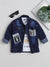 Ministitch Full sleeves solid Denim jacket with t-shirt for boys - Navy blue