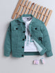 Ministitch denim Woven full Sleeves Printed Jacket with Tshirt- Mintgreen