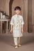 Ministitch 3 pc silk designer kurta set with embroidered jacket for boys - Cream