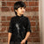 Ministitch full sleeves kurta pyjama set with sequin Jacket for boys - Black